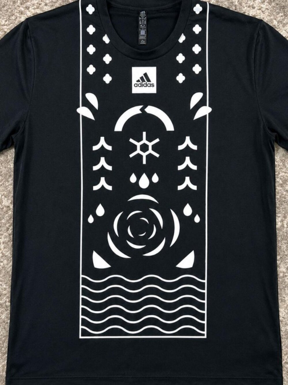 Adidas Black & White Abstract Graphic Performance T-Shirt